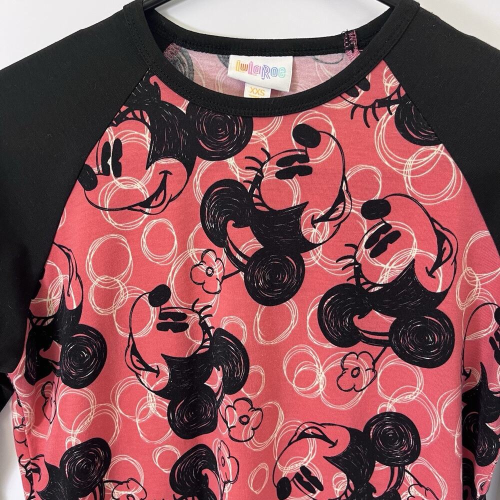 LulaRoe Disney Mickey Minnie Mouse Baseball Tee 3/4 Sleeve XXS NWT